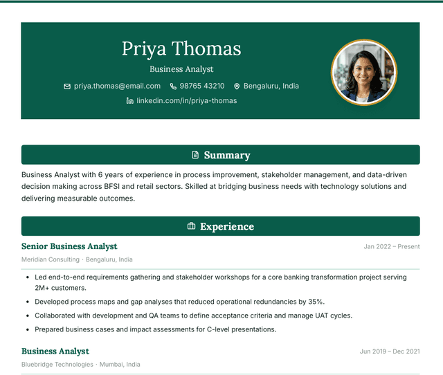 Resume preview